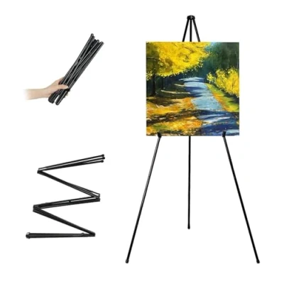 Abbildung von VAIIGO Verstellbare Staffelei, Künstler Staffelei 168 cm Höhe Metall Poster zusammenklappbare Stativ für Kunstdisplays, Skizzieren, Malen, Aktivitäten usw(1 Packung)