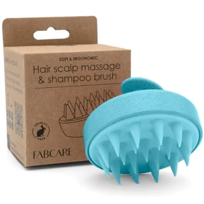 Abbildung von FABCARE Kopfhaut Massagebürste Kopfmassage &amp; Haarwachstum für alle Haartypen Weizenstroh Silikon Peeling Nasses Trockenes Haar Blutzirkulation Türkis
