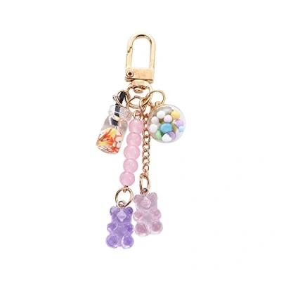 Abbildung von Niedlicher Gummibär Schlüsselanhänger aus Kunstharz, Süßigkeiten Farbe, Tierbär Anhänger, Schlüsselanhänger, Autoschlüssel, Taschenanhänger, Schmuck, Geschenk, violett, Einheitsgröße