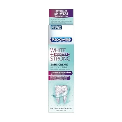 Abbildung von Rapid WHITE + STRONG BOOSTER Zahncreme Zahnpasta für sofort weißere Zähne mit optimalem pH Wert Kariesschutz 75ml