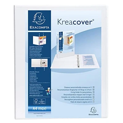 Abbildung von Exacompta 51941E Präsentationsringbuch KreaCover Kunststoffbezug außen und innen. 4 Ring Mechanik DIN A4 Füllhöhe 20 mm ideal für Angebots Unternehmenspräsentationen weiß