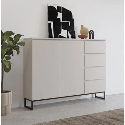 Abbildung von OTTO home Sideboard "Modo II, Breite 150 cm, moderne grifflose Kommode 2Türen/4 SK" Schubladenschrank viel Stauraum, Einlegeböden verstellbar, Metallkufen