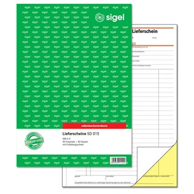 Abbildung von SIGEL SD015 Lieferscheine A4, 2x40 Blatt, selbstdurchschreibend, 1 Stück, aus nachhaltigem Papier