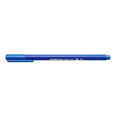 Abbildung von STAEDTLER Filzstifte triplus color, ultramarinblau, dreikant, stabile, eindrucksichere Spitze, Linienbreite ca. 1 mm, kindgerecht, Made in Germany, 10 fibre tip pens im Kartonetui, 323 37