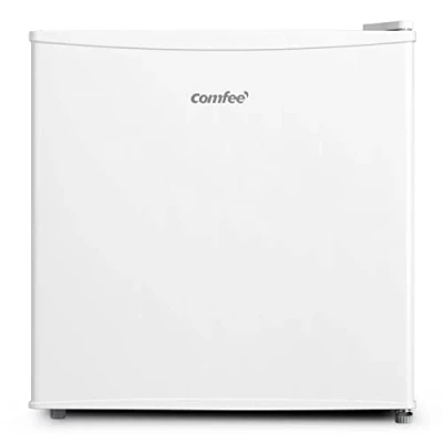 Abbildung von Comfee RCD50WH1(E) Mini Kühlschrank / 43L Kühlbox mit Eisfach/Kühlschrank Klein für Zimmer &amp; Büro/Schnelle Kühlung in der Chiller Box/Temperaturregelung/Verstellbare Füße 100 kWh/Jahr/Weiß