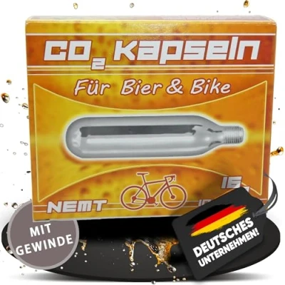 Abbildung von NEMT 10 16g CO2 Bierkapseln and Bikekapseln für alle Bierzapfanlagen mit Kohlensäurekapseln Gewinde kompatibel Kartuschenpumpen Fahrrad Minipumpe BeerBuddy
