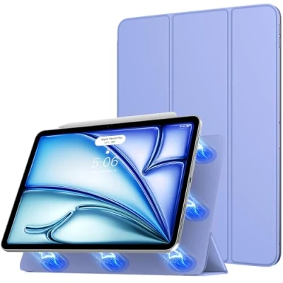 Abbildung von TiMOVO Hülle für iPad Air 11 Zoll (M2) 2024, 6./5./4. Generation (2024/2022/2020), Stark Magnetisch Trifold Ständer Hülle, Unterstützt Apple Pencil Pro/2nd/USB C Lavendel Violett