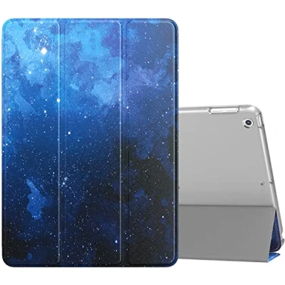 Abbildung von MoKo Hülle Kompatibel für iPad 9.7 5./6. Generation 2017/2018 PU Leder Tasche Schutzhülle Schale mit Transluzent Rücken Deckel Auto Schlaf/Wach Stanfunktion, Blau Sterne