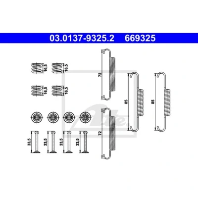 Abbildung von ATE 03.0137 9325.2 Zubehörsatz, Feststellbremsbacken KIA: Sportage III, HYUNDAI: ix35