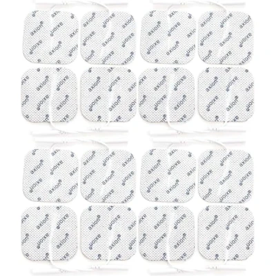 Abbildung von 16 TENS EMS Elektroden Pads 5x5 cm, wiederverwendbare Klebeelektroden für Geräte &amp; Trainer, sehr gute Haft Leitfähigkeit, 2mm Steckanschluss Zert. Medizinprodukt axion