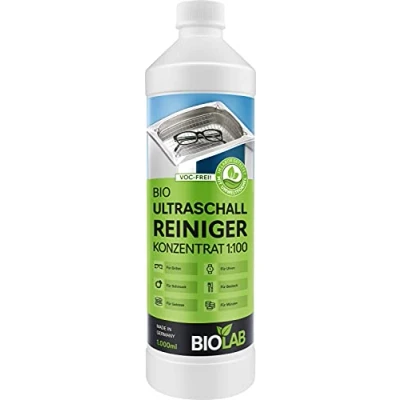 Abbildung von BIOLAB Bio Ultraschallreiniger Konzentrat 1000 ml zur Reinigung von Brille, Schmuck, Zahnprothesen, Münzen Ultraschall Reinigungsflüssigkeit für Ultraschallreinigungsgerät