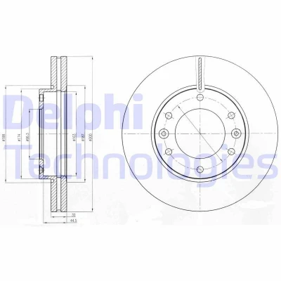 Abbildung von DELPHI BG4296 Bremsscheibe 300 30 6 Belüftet geölt unbehandelt ohne Radlager, ABS Sensorring HYUNDAI: H 1 / iLoad Cargo, i800 Travel
