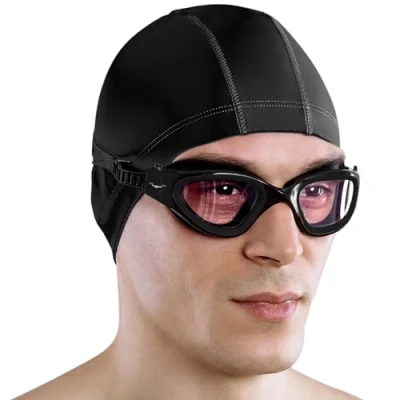 Abbildung von AqtivAqua Schwimmbrille Herren Damen Schwimmbrillen Erwachsene Kinder DX C (Voll Schwarz, Klare)