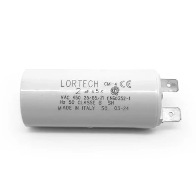 Abbildung von Permanenter Kondensator 2µF Ø 25mm x 56mm flacher Boden Hergestellt in Italien