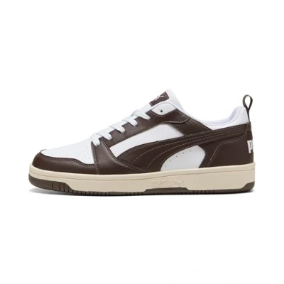 Abbildung von Puma Rebound V6 Unisex Sneaker low, Größe: 48, White/chocolate/alpine snow Hochwertiges lederimitat