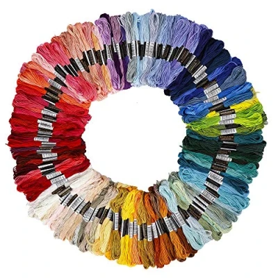 Abbildung von Stickgarn aus Baumwolle, Embroidery Floss in Regenbogenfarben Perfekt für Freundschaftsbänder, Kreuzstich, Stickerei, Basteln (150 Farben)