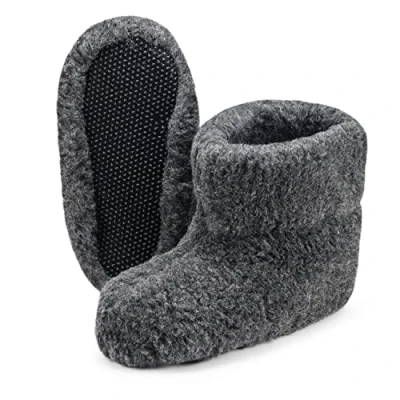 Abbildung von ESTRO Hausschuhe Herren Wollhausschuhe Damen Hüttenschuhe Wolle Warme Winter Winterhausschuhe Schafswolle OLE (41 EU, Anthrazit)