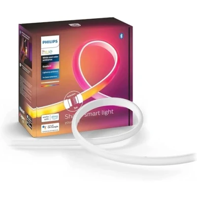 Abbildung von Philips Hue Gradient Ambiance Lightstrip 1m Erweiterung, Weiß, 16 Millionen Farben und Farbverläufe, dimmbar, steuerbar via App, kompatibel mit Amazon Alexa (Echo, Echo Dot)