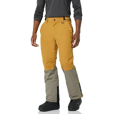 Abbildung von Amazon Essentials Herren Wasserfeste, Isolierte Snowboard Schneehose, Braun Senfgelb Farbblock, XL