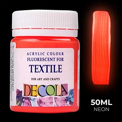 Abbildung von Decola Nevskaya Palitra Fluoreszierende Textilfarbe Rot 50 ml Acryl Neon Farbe mit Glow Effekt unter Schwarzlicht (UV Licht) Qualität