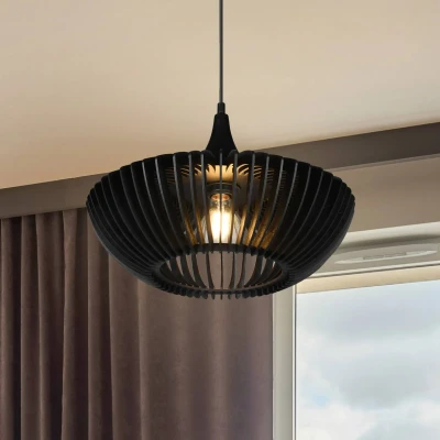 Abbildung von TRIO Leuchten Pendelleuchte »Colino«, 1 flammig, Leuchtmittel E27 ohne Leuchtmittel, Hängelampe mit Holzschirm Ø40cm höhenverstellbar bis 150cm, exkl 1xE27