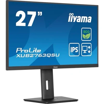 Abbildung von iiyama Prolite XUB2763QSU B1 68,6cm 27&quot; IPS LED Monitor WQHD 100Hz HDMI DP USB3.2 Slim Line Höhenverstellung Pivot Adaptive Sync Energieklasse B schwarz