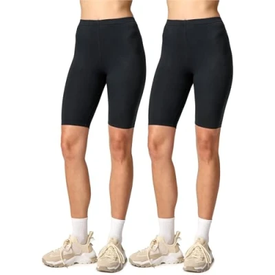 Abbildung von Merry Style Damen Kurze Leggings aus Viskose 2 Pack MS10 145 (Schwarz/Schwarz (2Pack), XS)
