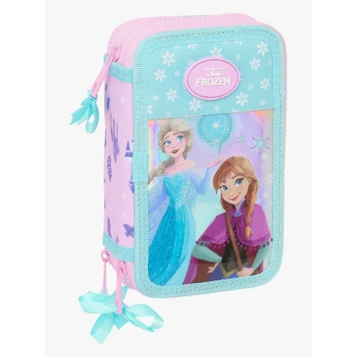 Abbildung von Safta FROZEN Cool Days Schulmäppchen mit 36 nützlichen Utensilien, Kindermäppchen, ideal für Kinder von 5 bis 14 Jahren, bequem und vielseitig, 12,5 x 5,5 19,5 cm, Violett/Himmelblau,