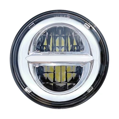 Abbildung von 5.75 &#039;&#039; LED Projektions Scheinwerfer für Motorrad Sportster Dyna Nightster Wide Glide Street Bob Night Rod usw. 5 3/4 Zoll Runder mit Tagfahrlicht (Silber)