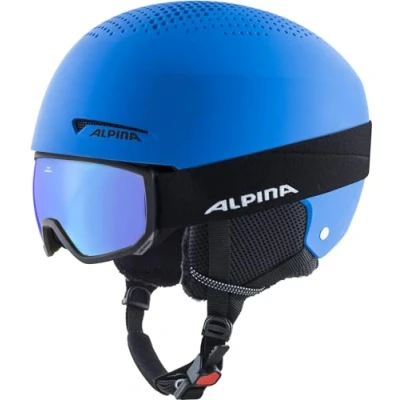 Abbildung von ALPINA ZUPO Set (+SCARABEO JR) Hochwertiges, Sicheres &amp; Robustes aus Skibrille Skihelm Für Kinder, blue matt, 48 52 cm