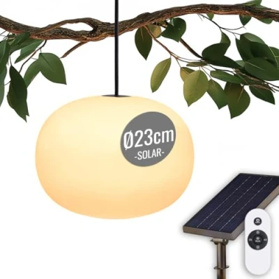 Abbildung von 8 seasons design Solar LED Akku Hängelampe 23cm Glowing Elegance Licht warmweiß, dimmbar, Timer, Fernbedienung, USB &amp; C für außen innen Garten Balkon