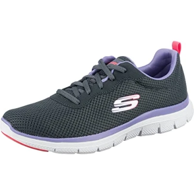 Abbildung von Skechers Damen Flex Appeal 4.0 Brilliant View Sneaker, Charcoal Mesh Lavender Trim, 38 EU