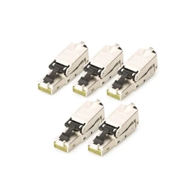 Abbildung von DIGITUS DN 93631 Netzwerkstecker Cat 6A 5 Stück 360 Geschirmt RJ45 Feldstecker Cat6A Montage Werkzeuglos 500 MHz 10GBase T 10 Gbit/s AWG 27/7 bis 22/1