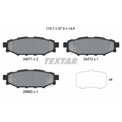 Abbildung von TEXTAR 2427101 Bremsbelagsatz mit akustischer Verschleißwarnung Zubehör SUBARU: Impreza III Hatchback, XV I, Forester III, TOYOTA: GT86 Coupe