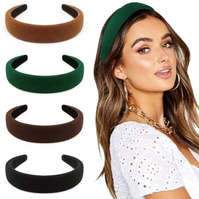 Abbildung von DRESHOW Haarreifen Damen Mädchen 4 Stück Verknotet Stirnband Haarreif Boho Breite Haarbänder Anti Rutsch