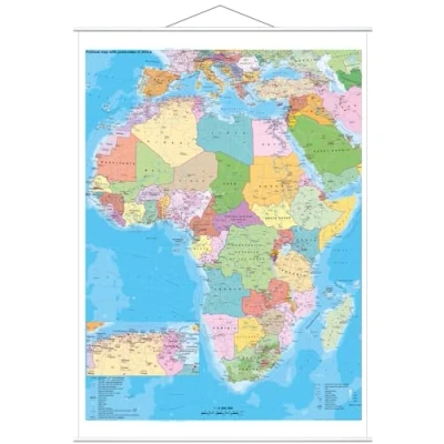 Abbildung von Afrika politisch mit Postleitbereiche: Wandkarte Metallbeleistung NEUE AUFLAGE