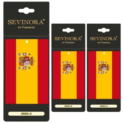 Abbildung von 3x Duftbaum Auto Flagge Spanien Lufterfrischer Vanille Autoduft Parfüm mit Duft Innenraum Tuning Deko Car Air Freshener Fußball Spain (Spanien)