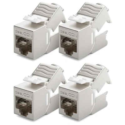 Abbildung von deleyCON 4x CAT6a MINI Keystone Jack Modul Patchkabel Netzwerkkabel Verbinder 30 mm (3 cm) Lang STP Schirmung RJ45 Buchse Netzwerk Dose Patchpanel Keystonehalterung Erweiterung