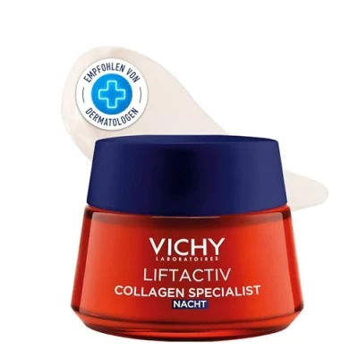 Abbildung von VICHY Korrigierende Anti Aging Nachtpflege für die Haut ab Mitte 20, mit Bio Peptiden und Vitamin C, Liftactiv Collagen Specialist, 50 ml