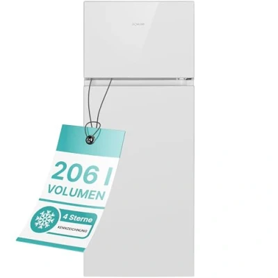 Abbildung von Bomann® Kühlschrank mit Gefrierfach Kühl Gefrierkombination 206L 4 Sterne Kennzeichnung Kühlgefrierkombi wechselbarem Türanschlag Stufenlose Temperaturregelung DT 7318.1