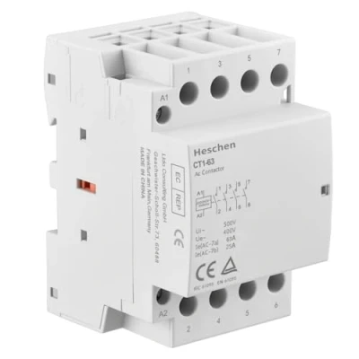 Abbildung von Heschen Haushalts Wechselstromschütz CT1 63, 4 polig offen, AC 220 V/240 V Spulenspannung, 35 mm DIN Schienenbefestigung