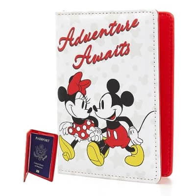 Abbildung von Disney Mickey &amp; Minnie Mouse Reisepasshülle, Reisezubehör, offizielles Lizenzprodukt, Mehrfarbig, klassisch, Einheitsgröße, Klassisch