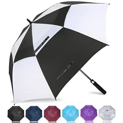Abbildung von ZOMAKE Regenschirm Sturmfest Groß,XL Golf Umbrella Stockschirm mit Auf Zu Automatik für Herren Damen Travel Schirm Tragegurt(Schwarz/Weiß)