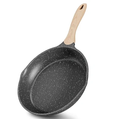 Abbildung von JEETEE Aluminium Bratpfanne 32 cm, Pfanne mit Antihaft Beschichtung, Induktion Gas, groß robust &amp; langlebig, Induktionspfanne Pfannenset Handgriff, PFOA frei (Grau)