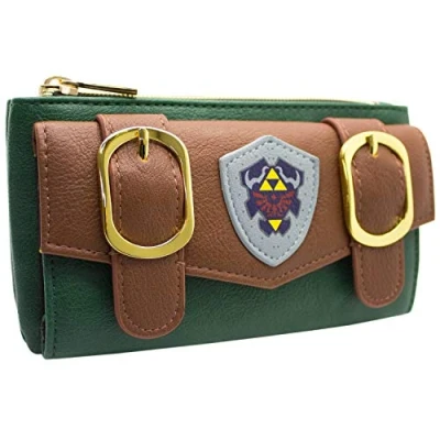 Abbildung von Hylian Shield Legend of Zelda Link Kostüm Schnalle Geldbörse/Geldbeutel Umschlag Münzfach &amp; Kartenhalter, Grün