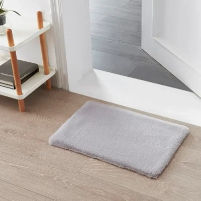 Abbildung von Teppich Wölkchen Fellteppich Kunstfell Waschbar, Hasenfell Imitat, Kaninchenfell, Kurzfell Flauschiger Wohnzimmer, Bettvorleger Schlafzimmer, Fell Grau 40x60cm