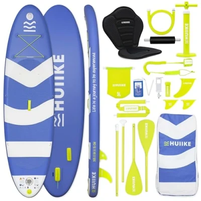 Abbildung von HUIIKE Stand Up Paddling Board mit Zubehör, Paddel, Finnen, Pumpe. Paddle Sup Aufblasbar Hohe Stabilität und Widerstandsfähigkeit. 305 x 84 15 cm, Belastbar bis 130 kg