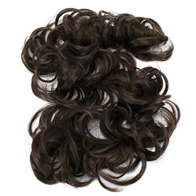 Abbildung von CAISHA XXL Haarteil Haargummi Hochsteckfrisuren Voluminös Gelockt Unordentlich Dutt Braun HW9