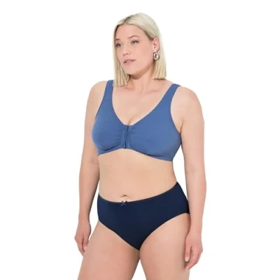 Abbildung von Ulla Popken Women&#039;s Bustier, Still BH, Vorderverschluss, Cup C/D E/F Bra, helles segelblau, 115D