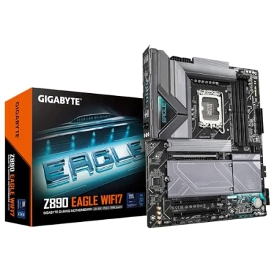 Abbildung von GIGABYTE Z890 Eagle WIFI7 Motherboard Unterstützt Intel Core Ultra (Serie 2) CPUs, 14+1+2 Phasen VRM, bis zu 8800MHz DDR5 (OC), 1xPCIe 5.0 + 3xPCIe 4.0, Wi Fi 7, 2.5GbE LAN, Thunderbolt 4